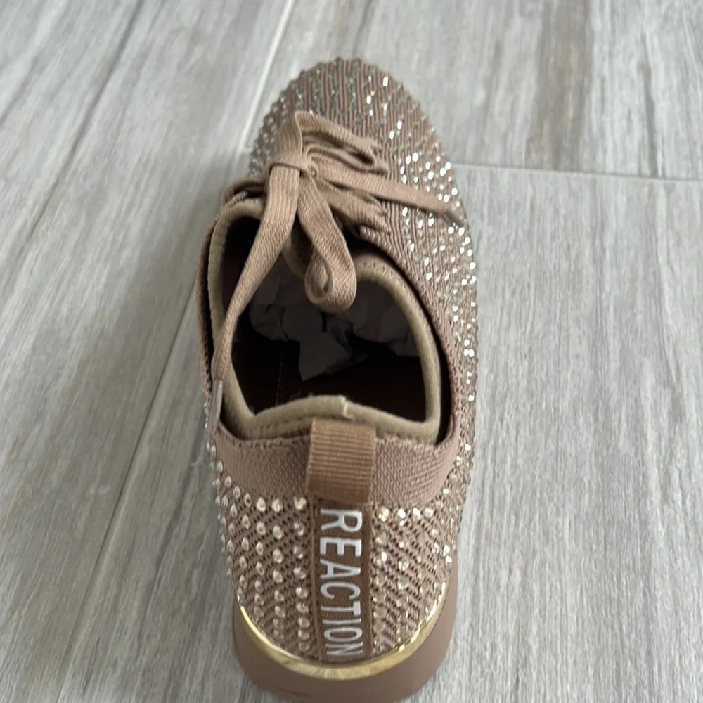 Corley Rhinestone Lace-Up Sneaker Tan size 8 REACTION KENNETH COLE